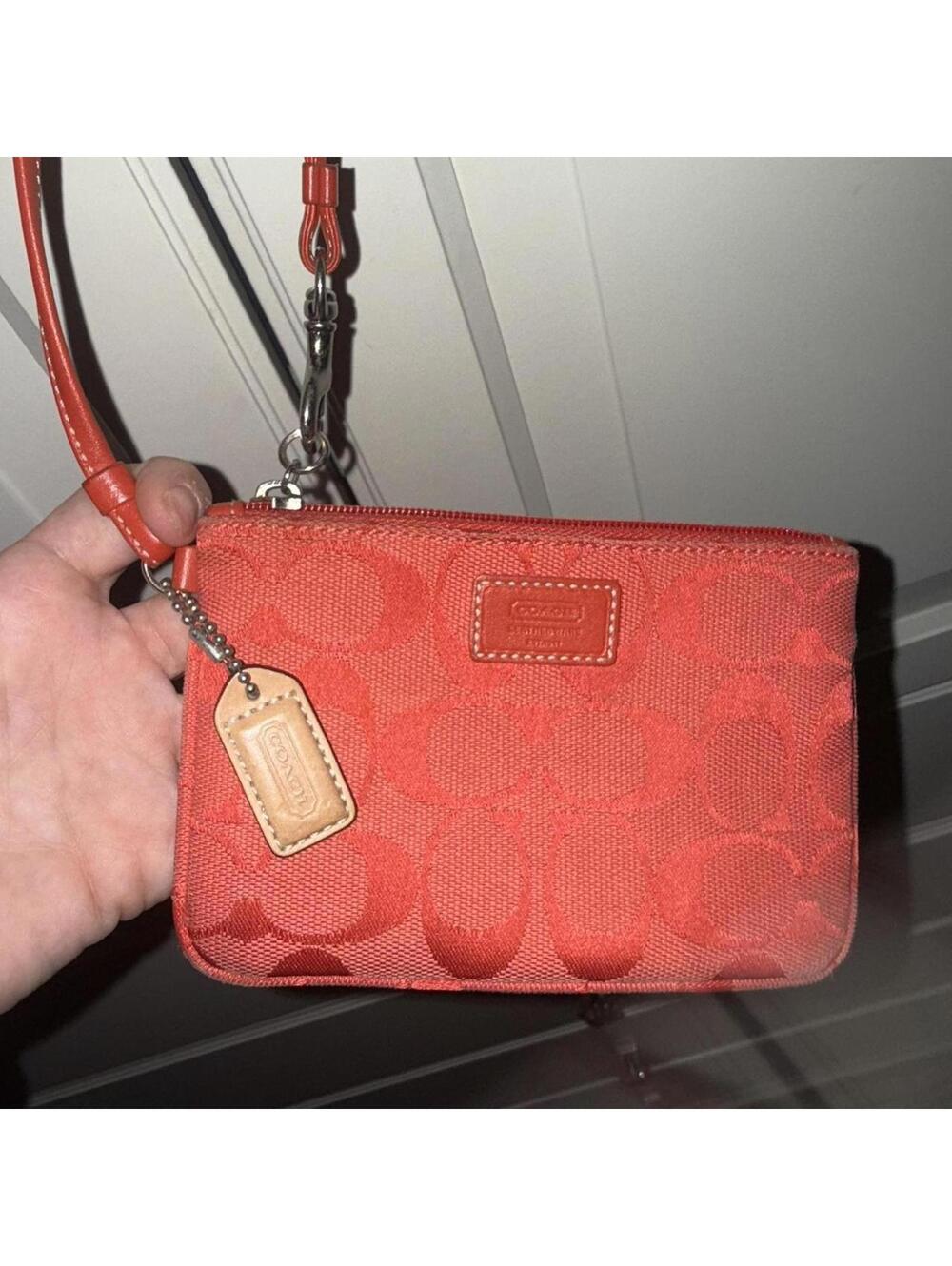 Coach Y2k Soho Red Signature Canvas Wristlet - Gem